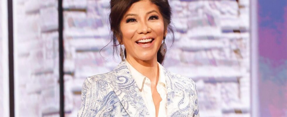 Julie Chen Moonves on the Big Brother stage smiling