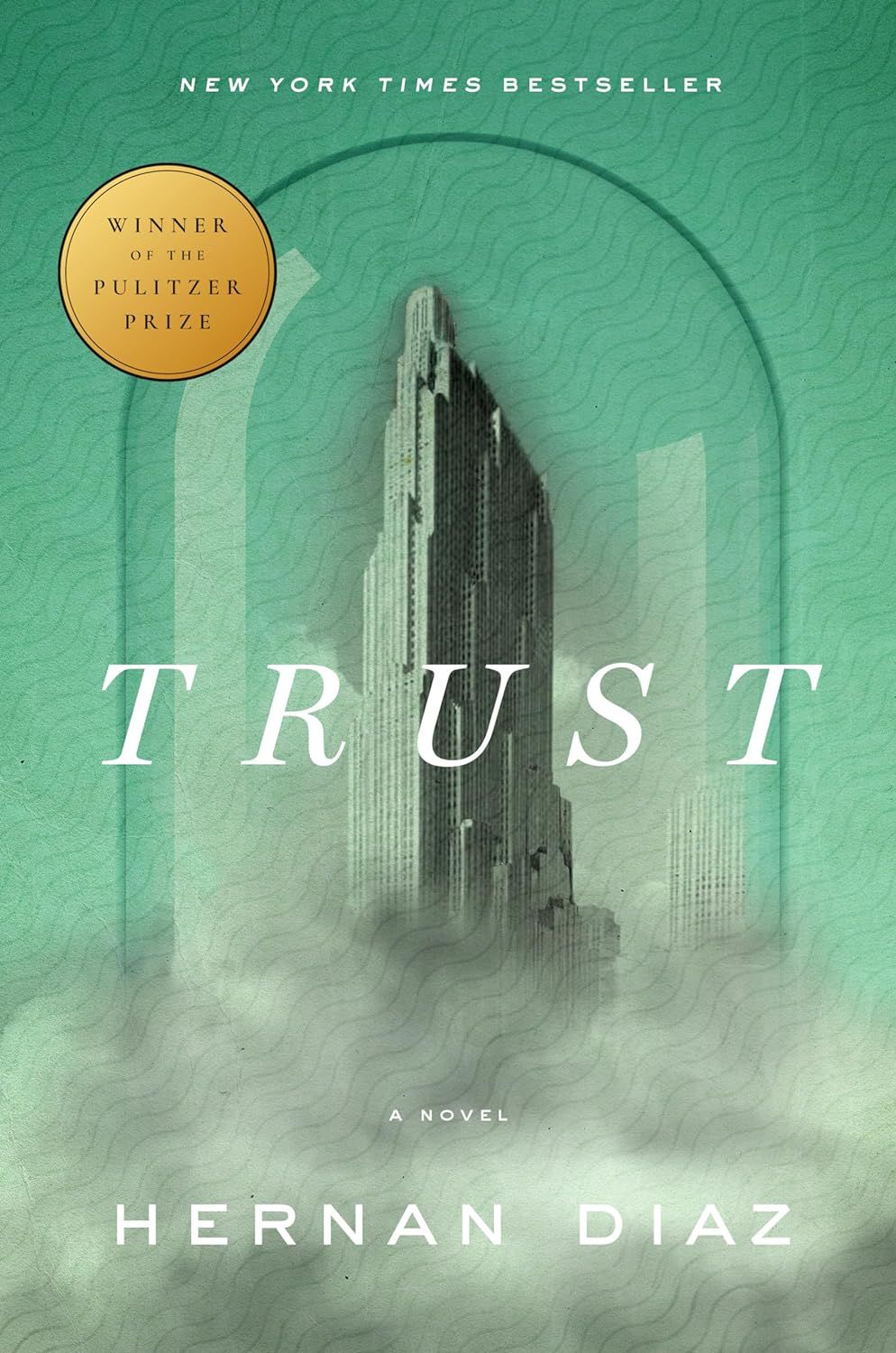 La couverture du livre Trust avec un fond vert et une tour au centre 