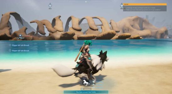 Player rides Direhowl at a high speed in Palworld