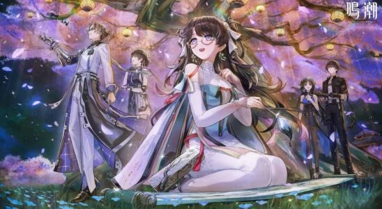 Wuthering Waves official art for moon festival with characters gazing at the sky