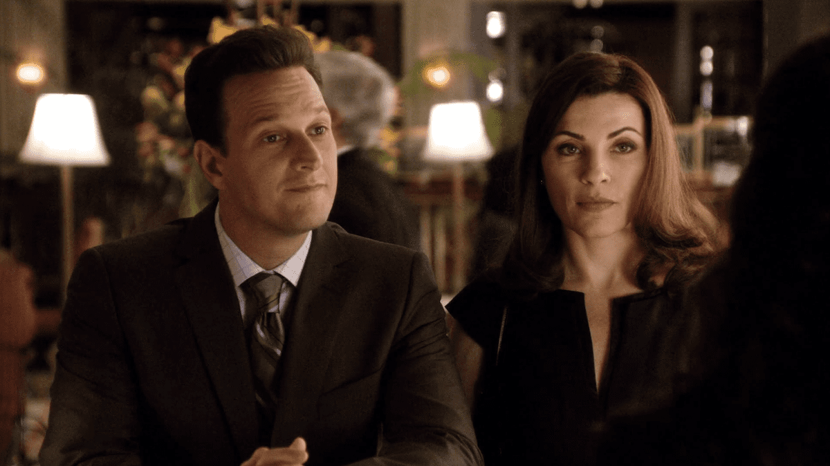 Josh Charles as Will Gardner and Julianna Margulies as Alicia Florrick on The Good Wife