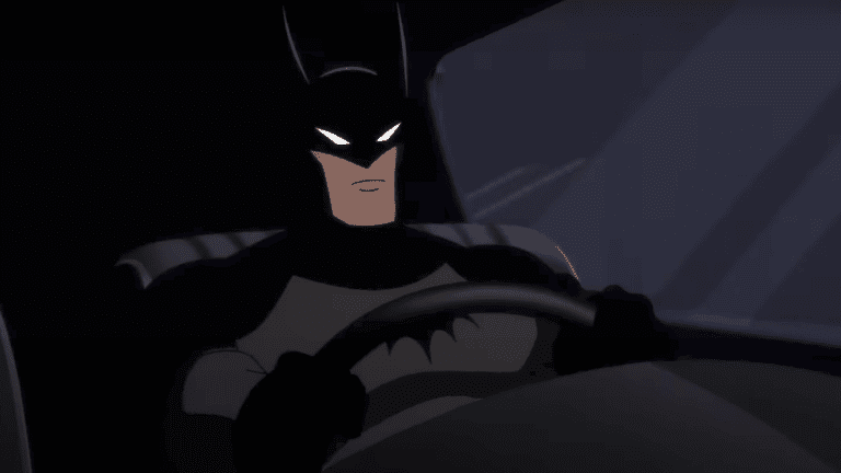 Batman: Caped Crusader screenshot of Batman driving batmobile