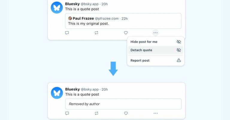 Bluesky a facilité la séparation de votre publication des reblogs cités