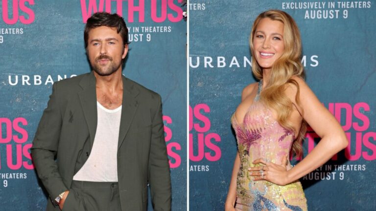 Brandon Sklenar and Blake Lively at the 