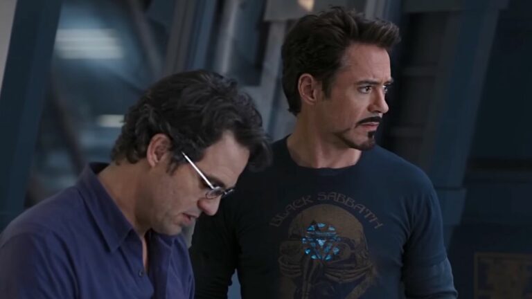 Bruce and Tony doing science bro stuff in 2012's &quot;Avengers.&quot; 