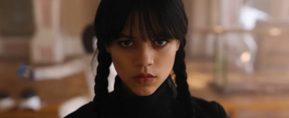 Wednesday Adams (Jenna Ortega) stares menacingly in Wednesday