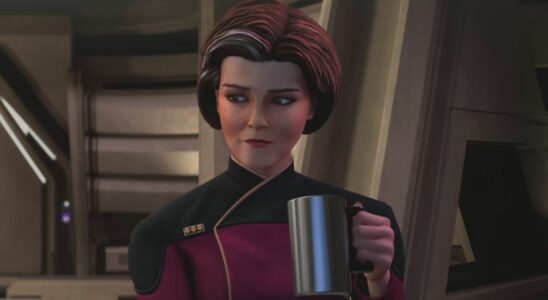 Janeway (Kate Mulgrew) having a conversation in Star Trek: Prodigy