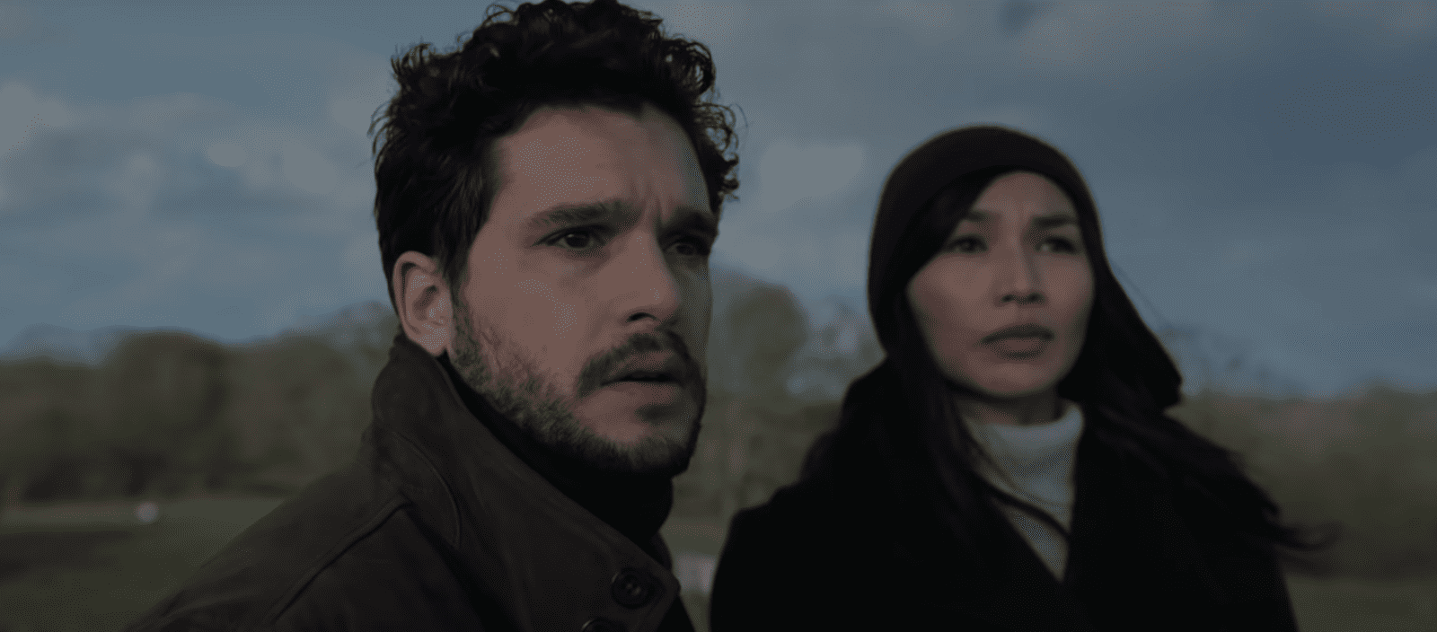 Kit Harington as Dane Whitman/The Black Knight and Gemma Chan as Sersi in Marvel's Eternals