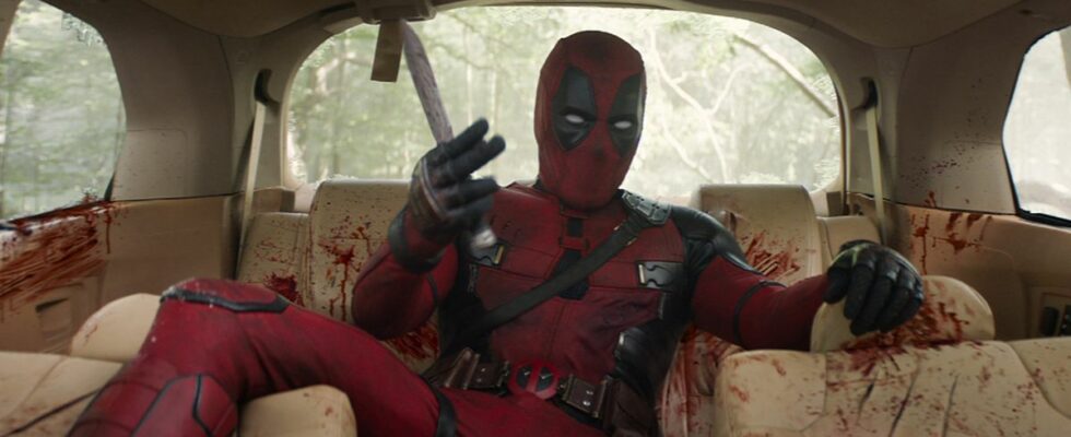 Deadpool in car taunting in Deadpool & Wolverine