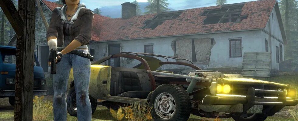 Half-Life 2: Alyx Vance stood by a car.