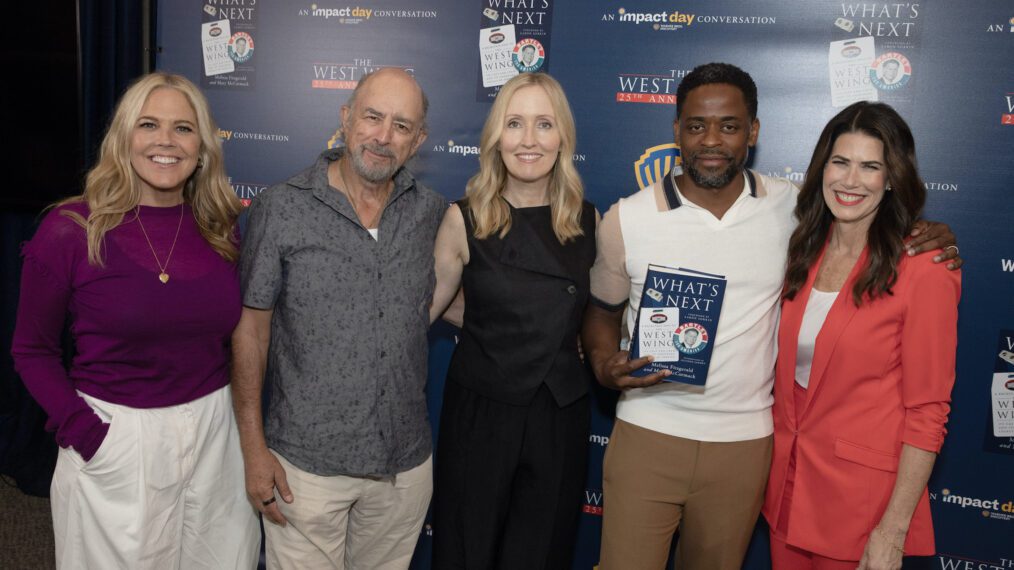 Mary McCormack, Richard Schiff, Janel Moloney, Dulé Hill, and Melissa Fitzgerald at WBTV