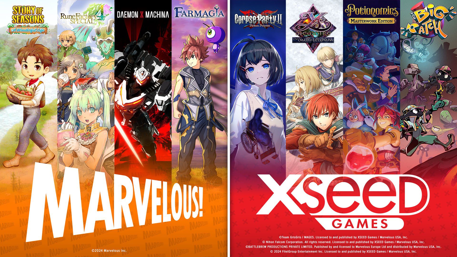 Marvelous USA et XSEED Games publieront leurs jeux sous des labels distincts sous Marvelous    
