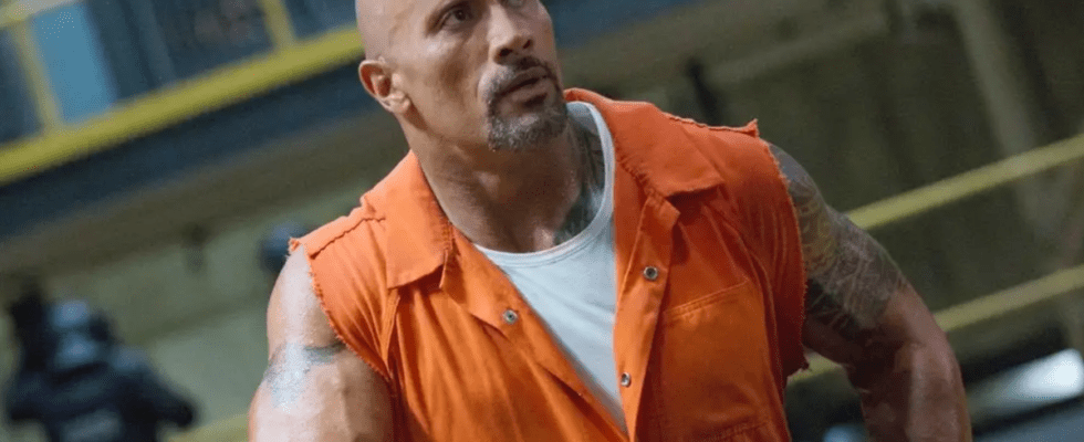 Dwayne Johnson in the Fate of the Furious.