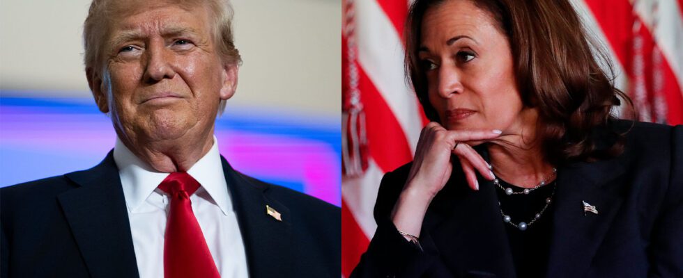 Donald Trump and Kamala Harris split