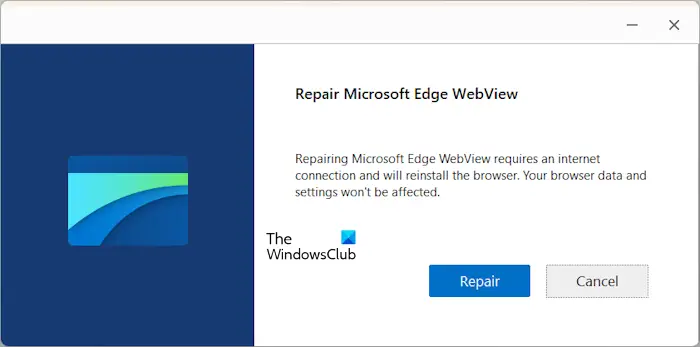 Réparer Microsoft Edge WebView2