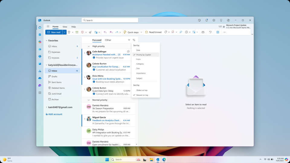 Microsoft Copilot 365 : Outlook donne la priorité à ma boîte de réception