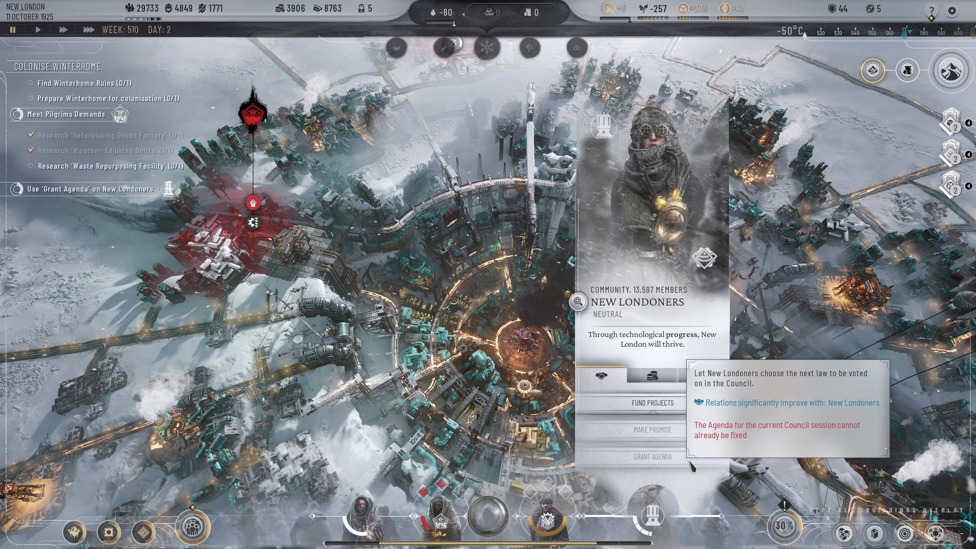 Frostpunk 2, PC, Test, Gameplay, Captures d'écran, RTS, Construction de ville, Pilgrims