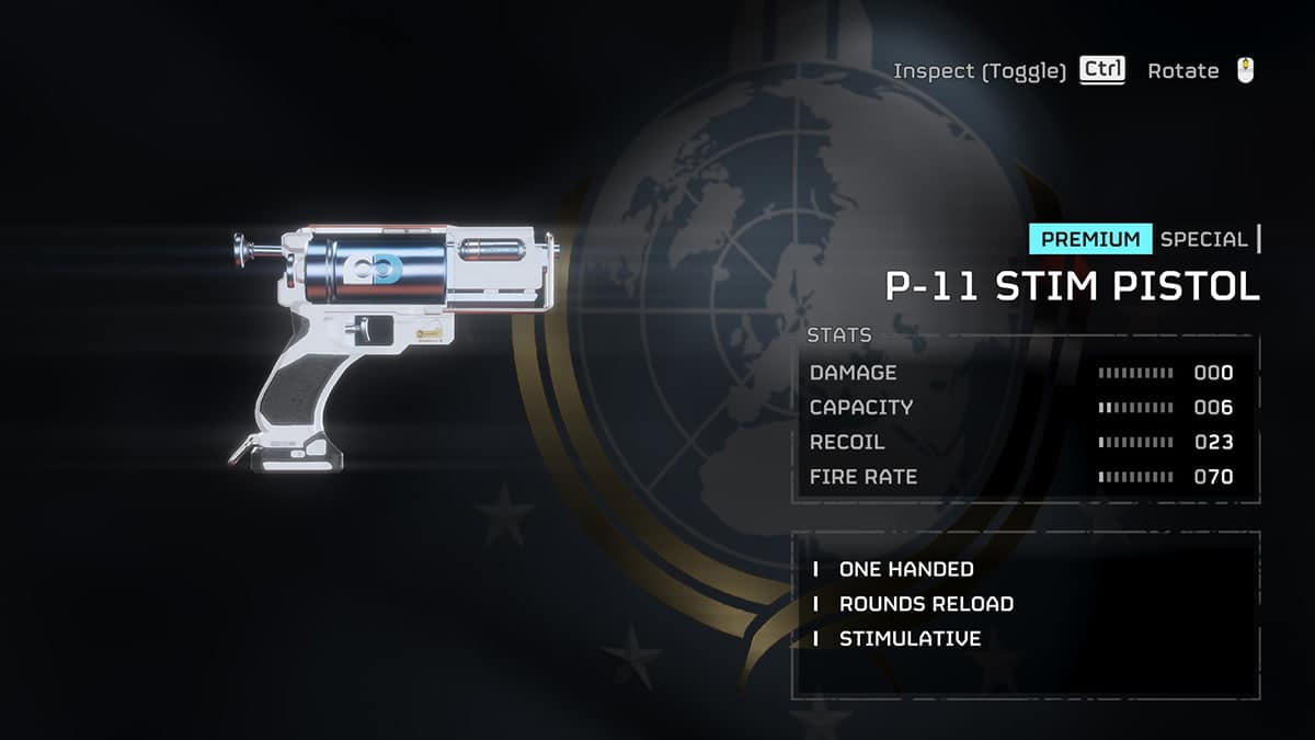 Image of the P-11 Stim Pistol in Helldivers 2.