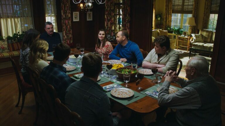 Jennifer Esposito, Stacy Keach, Dylan Walsh, Sami Gayle, Peter Hermann and Tony Terraciano guest star. Pictured: Tom Selleck as Frank Reagan, Sami Gayle as Nicky Reagan-Boyle, Donnie Wahlberg as Danny Reagan, Andrew Terraciano as Sean Reagan, and Len Cariou as Henry Reagan in 