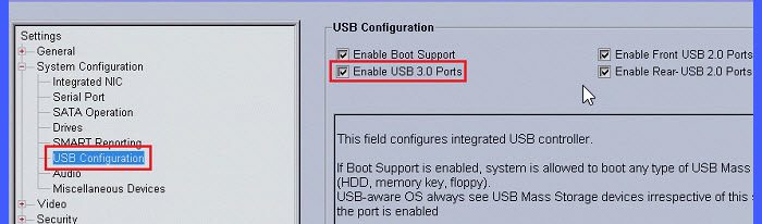 Configuration USB dans le BIOS