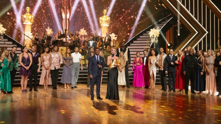 The Dancing With The Stars cast on the stage on Oscars Night during Week 2