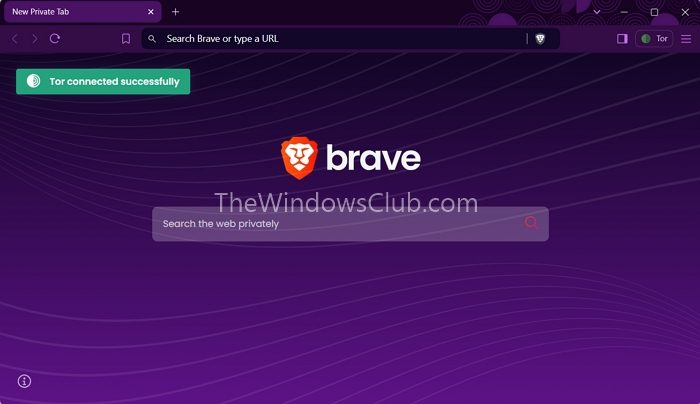 Nouvelle fenêtre privée avec le navigateur Tor Brave