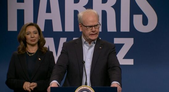 Maya Rudolph and Jim Gaffigan as Kamala Harris and Tim Walz on