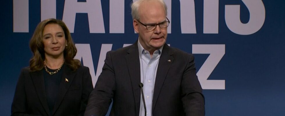 Maya Rudolph and Jim Gaffigan as Kamala Harris and Tim Walz on