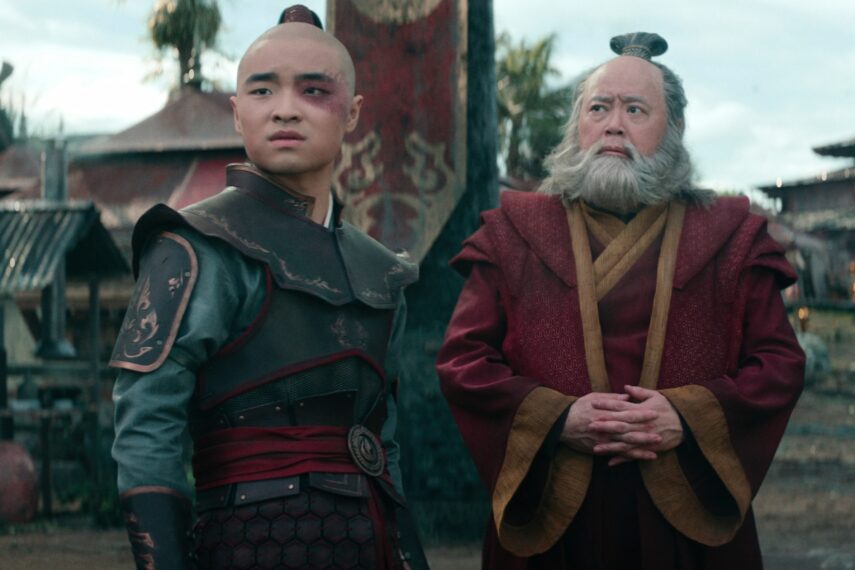 Dallas Liu dans le rôle du Prince Zuko, Paul Sun-Hyung Lee dans le rôle d'Iroh dans la saison 1 d'Avatar : Le dernier maître de l'air