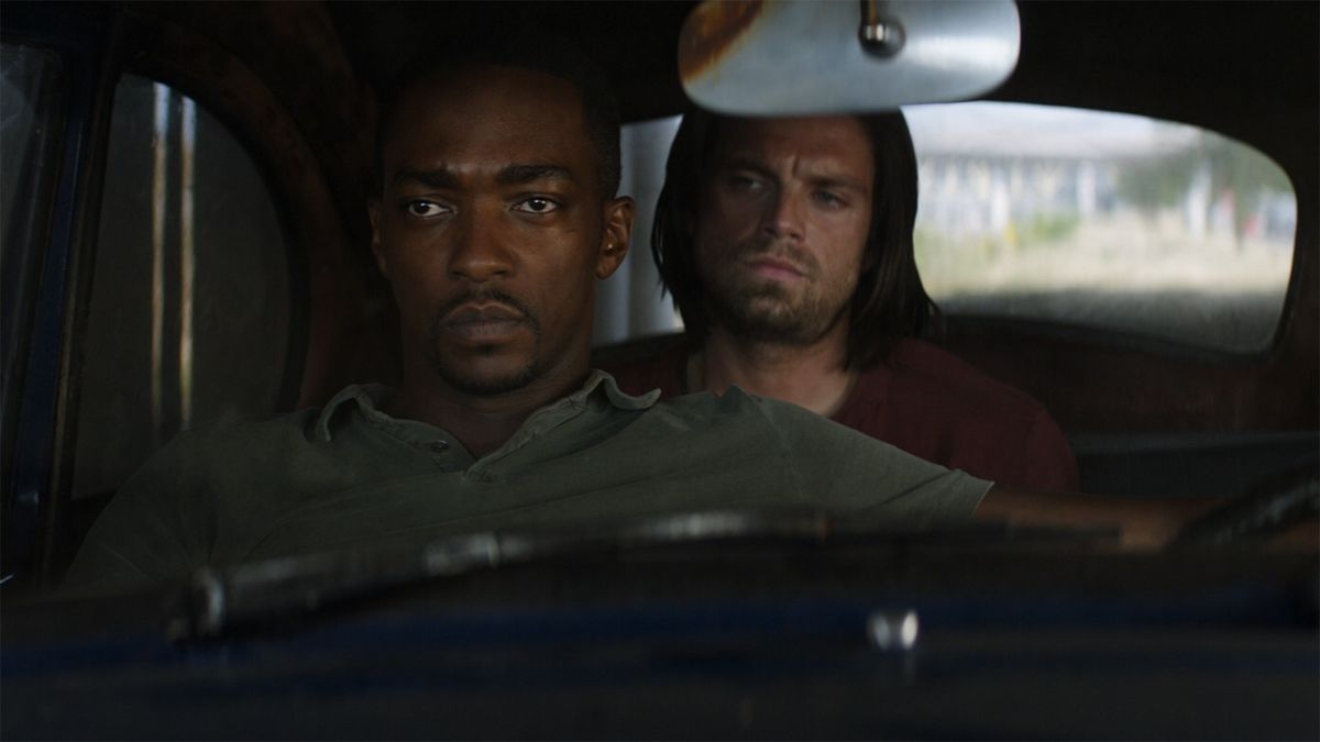 Anthony Mackie and Sebastian Stan in Captain America: Civil War