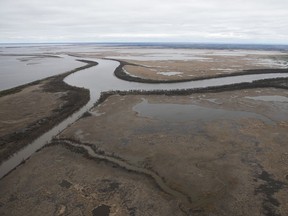 Le ruisseau Netley et la rivière Rouge se jettent dans le lac Winnipeg, juste au nord de Winnipeg, le dimanche 15 mai 2022. Un tribunal du Manitoba est invité à déclarer Lake Winnipeg une personne ayant des droits constitutionnels à la vie, à la liberté et à la sécurité de la personne.