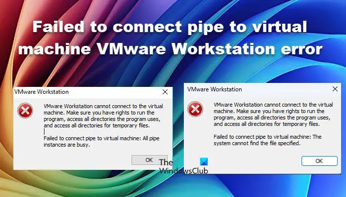 Échec de la connexion du pipeline à la machine virtuelle Erreur VMware Workstation