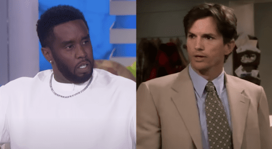 Screenshot of Diddy talking on Ellen, Screenshot of Ashton Kutcher's Kelso cameo on That '90s Show