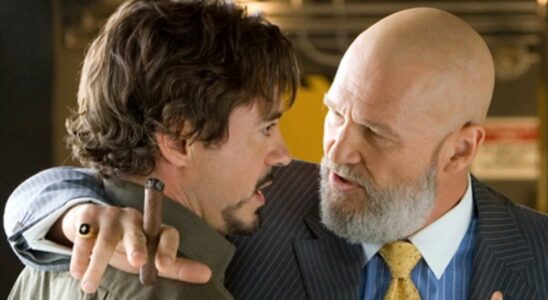 Robert Downey Jr. and Jeff Bridges in Iron Man