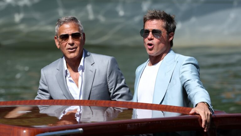 George Clooney, Brad Pitt appear at the Venice Film Festival for 'Wolfs'.