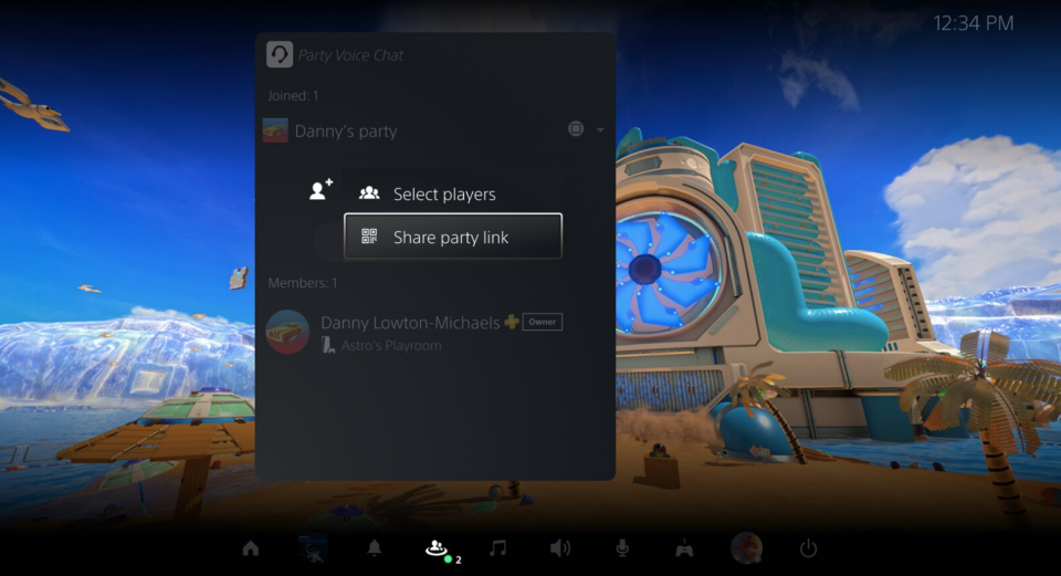 Fonctionnalité Party Share sur PS5.