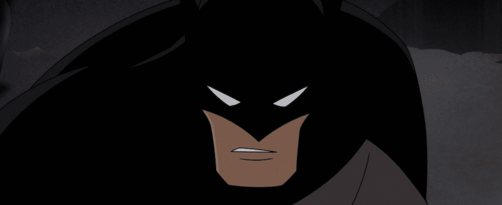 Close-up of Batman's face in Batman: Caped Crusader