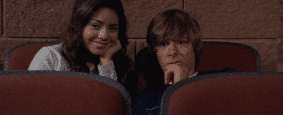 Troy and Gabriella in back of theater in High School Musical