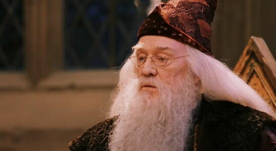 Richard Harris speaking to students as Dumbledore in Harry Potter and the Sorcerer's Stone