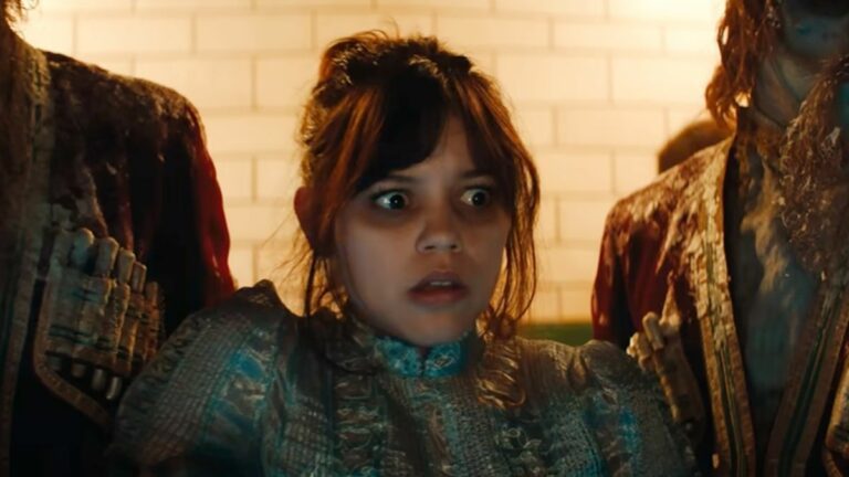 Jenna Ortega looking terrified in Beetlejuice Beetlejuice.