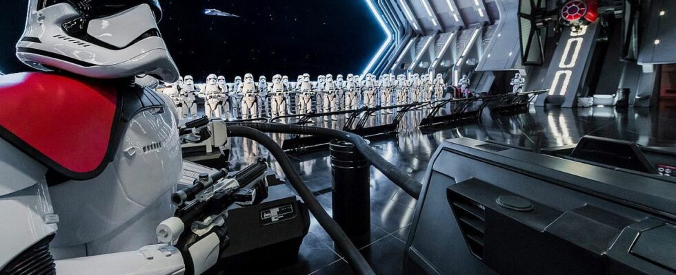 Stormtroopers inside Rise of the Resistance