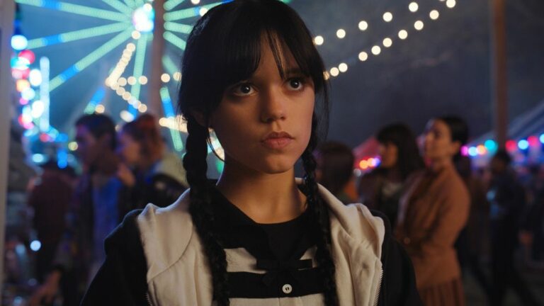 From Netflix Press Site: Wednesday. Jenna Ortega as Wednesday Addams in episode 101 of Wednesday. Cr. Courtesy Of Netflix © 2022