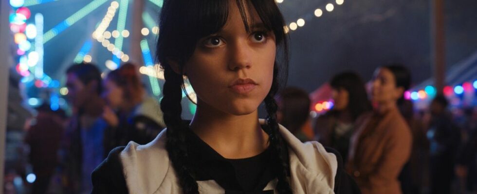 From Netflix Press Site: Wednesday. Jenna Ortega as Wednesday Addams in episode 101 of Wednesday. Cr. Courtesy Of Netflix © 2022