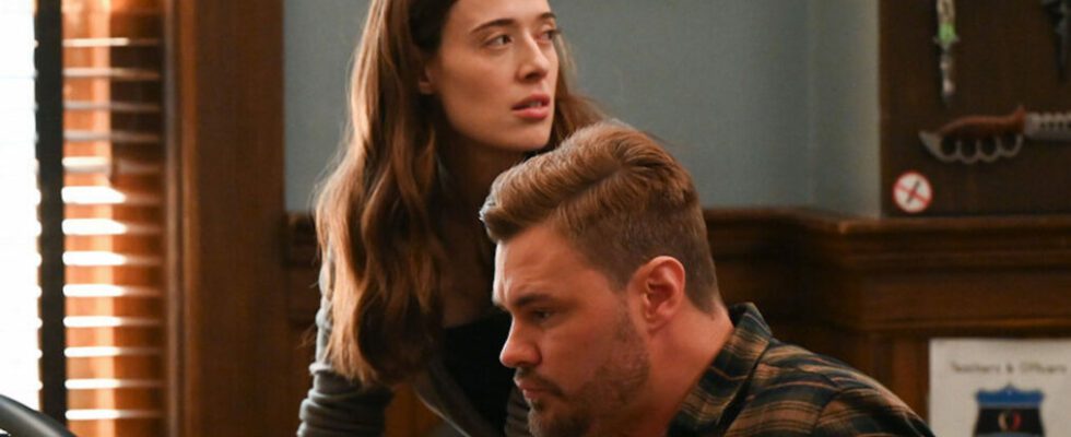 Marina Squerciati as Kim Burgess, Patrick John Flueger as Adam Ruzek in