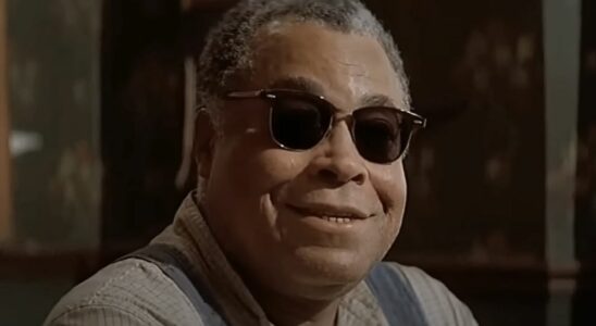 James Earl Jones' Mr. Mertle smiling and talking to the boys in The Sandlot