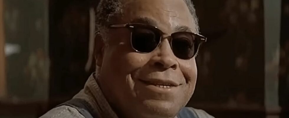 James Earl Jones' Mr. Mertle smiling and talking to the boys in The Sandlot