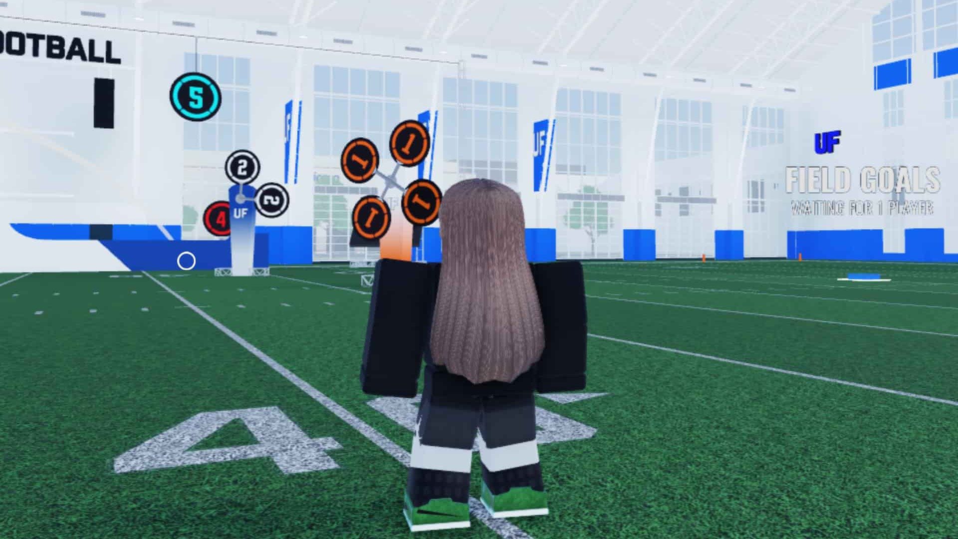 A screenshot of practice ground in NFL Universe Football.