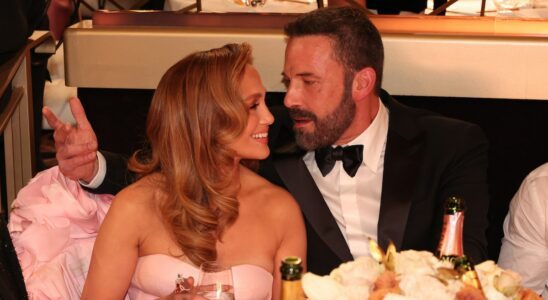 JLo and Affleck at their table during the Golden Globes