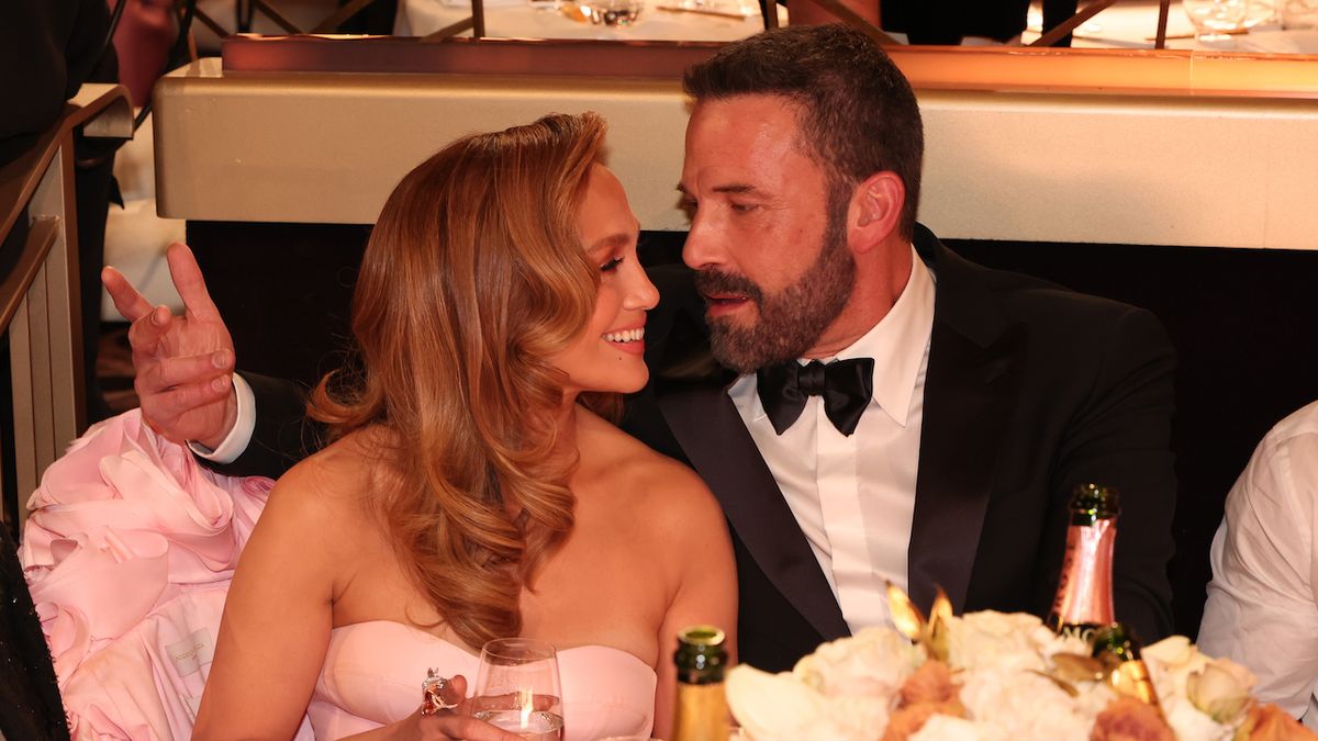 JLo and Affleck at their table during the Golden Globes