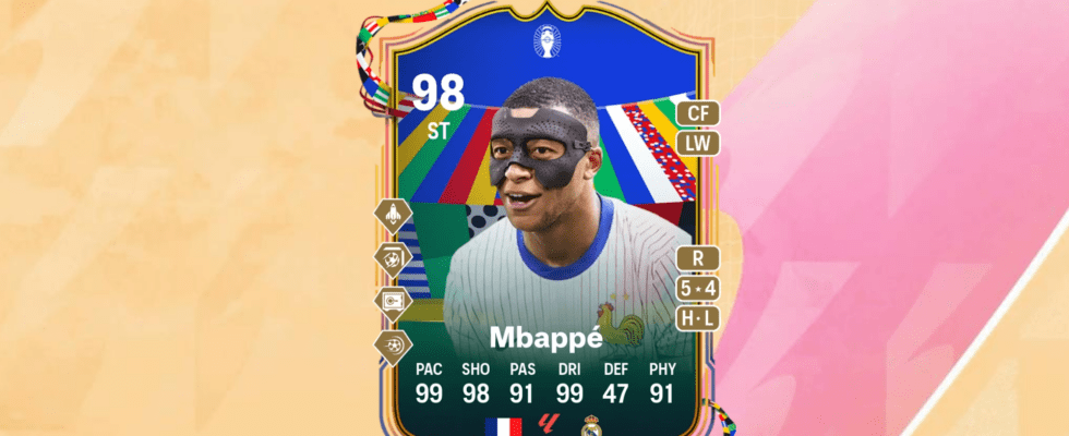 An image of Kylian Mbappe TOTT SBC solutions in EA FC 24